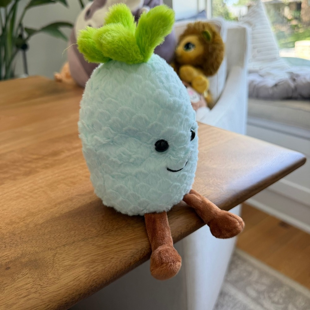 Toy Works Blue Pineapple Plush Stuffed Animal Fruit Character Small 7 inch